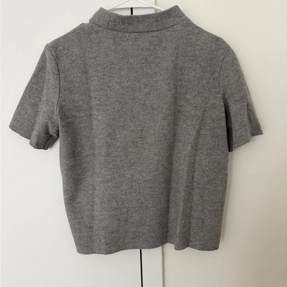 Zara Gray Short Sleeve Mock Neck Sweater Tee - Picture 2 of 3